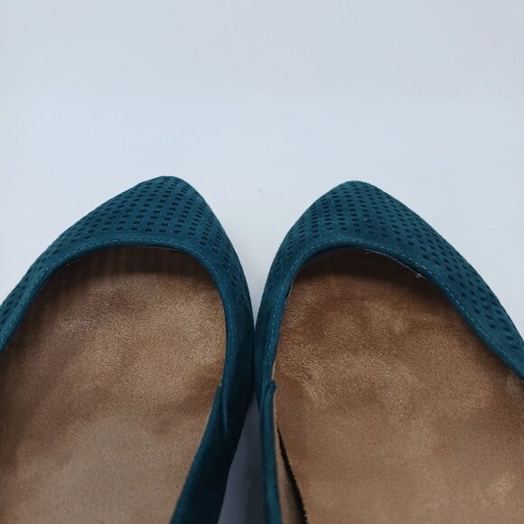 Vionic POSEY Suede Perforated Pointed Toe Flats Size 8 Turquoise Teal - Picture 7 of 12